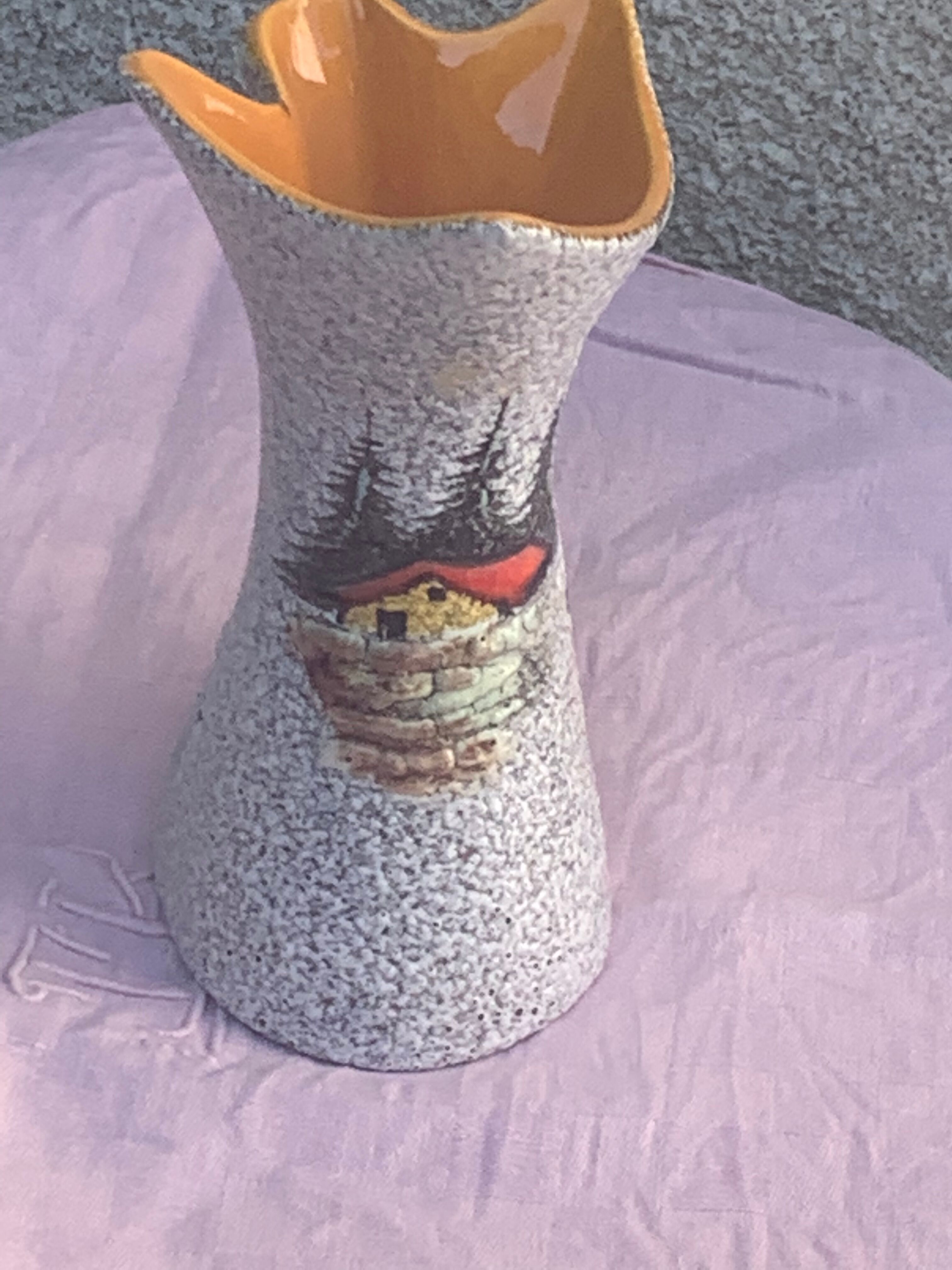 Vase tess in glazed ceramic pattern vintage and collector mountain chalet