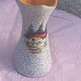 Vase tess in glazed ceramic pattern vintage and collector mountain chalet