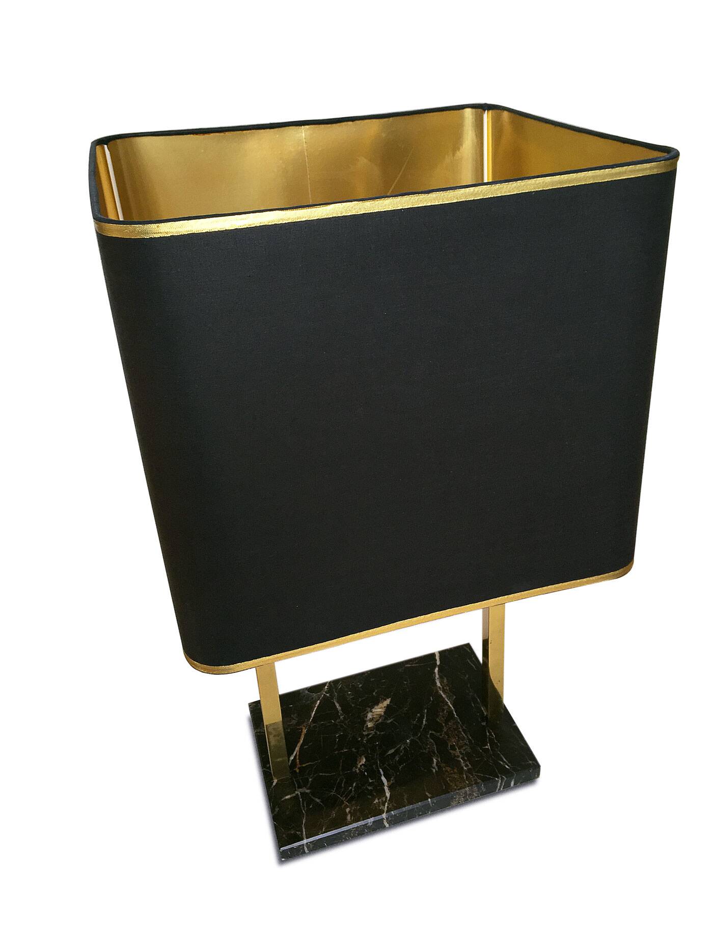 Vintage brass and black marble lamp, 1970