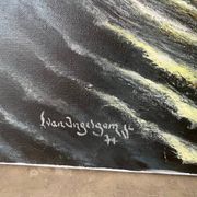 Marine, modern school, oil on canvas signed Van Ingelgam 1974