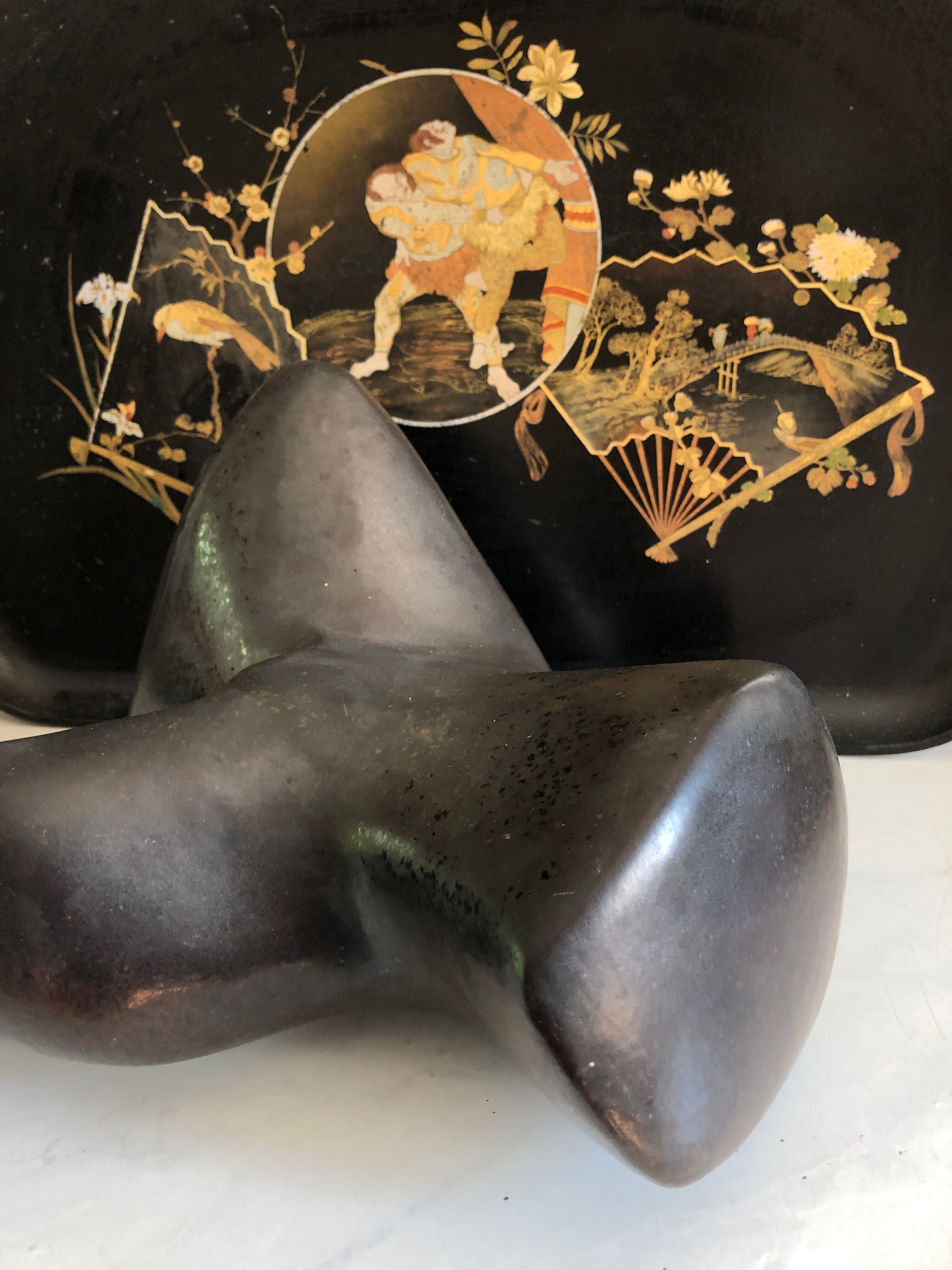 Black Ceramic/Female Nude/signed Tim Orr 1961/Mid century/Vintage
