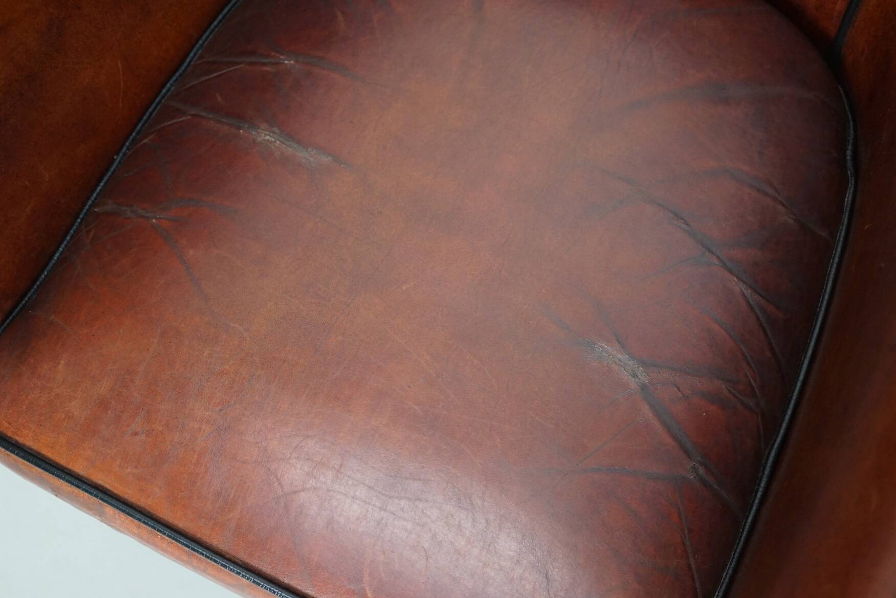 Vintage Dutch Cognac Leather Club Chairs, Set of 2
