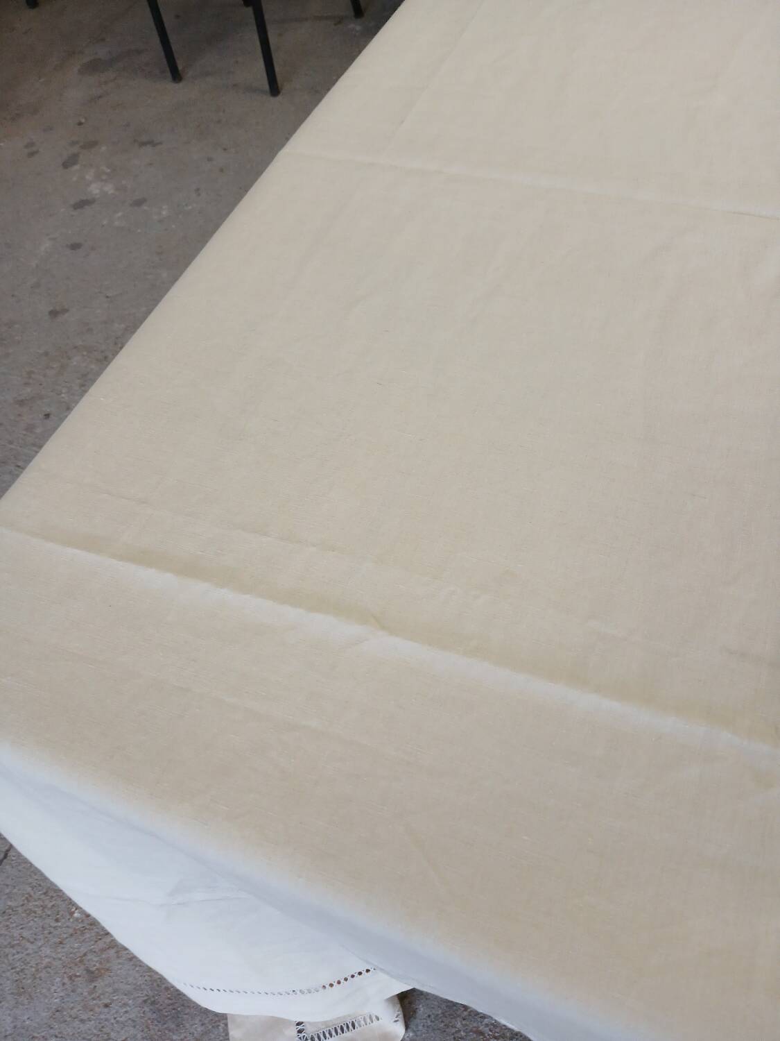 Pure linen canvas sheet/tablecloth/curtain "Blue flower"