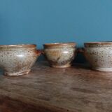 Soup bowls and cups in Puisaye stoneware by Jean-Pierre Prud'homme