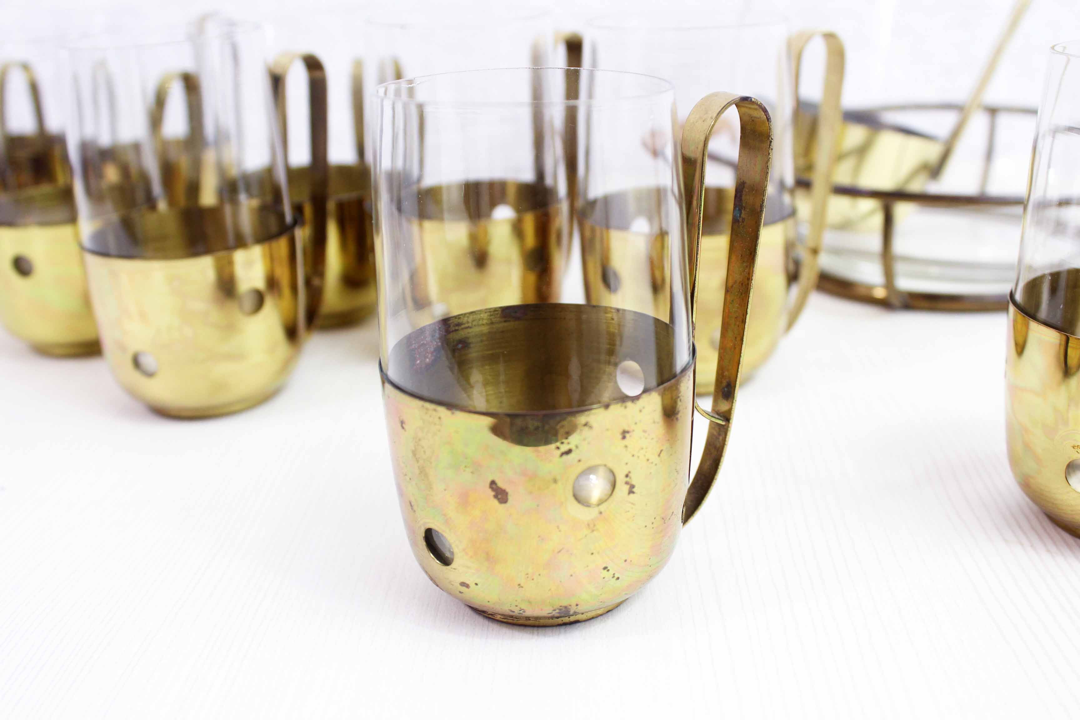 Brass orangeade service and 60s glass