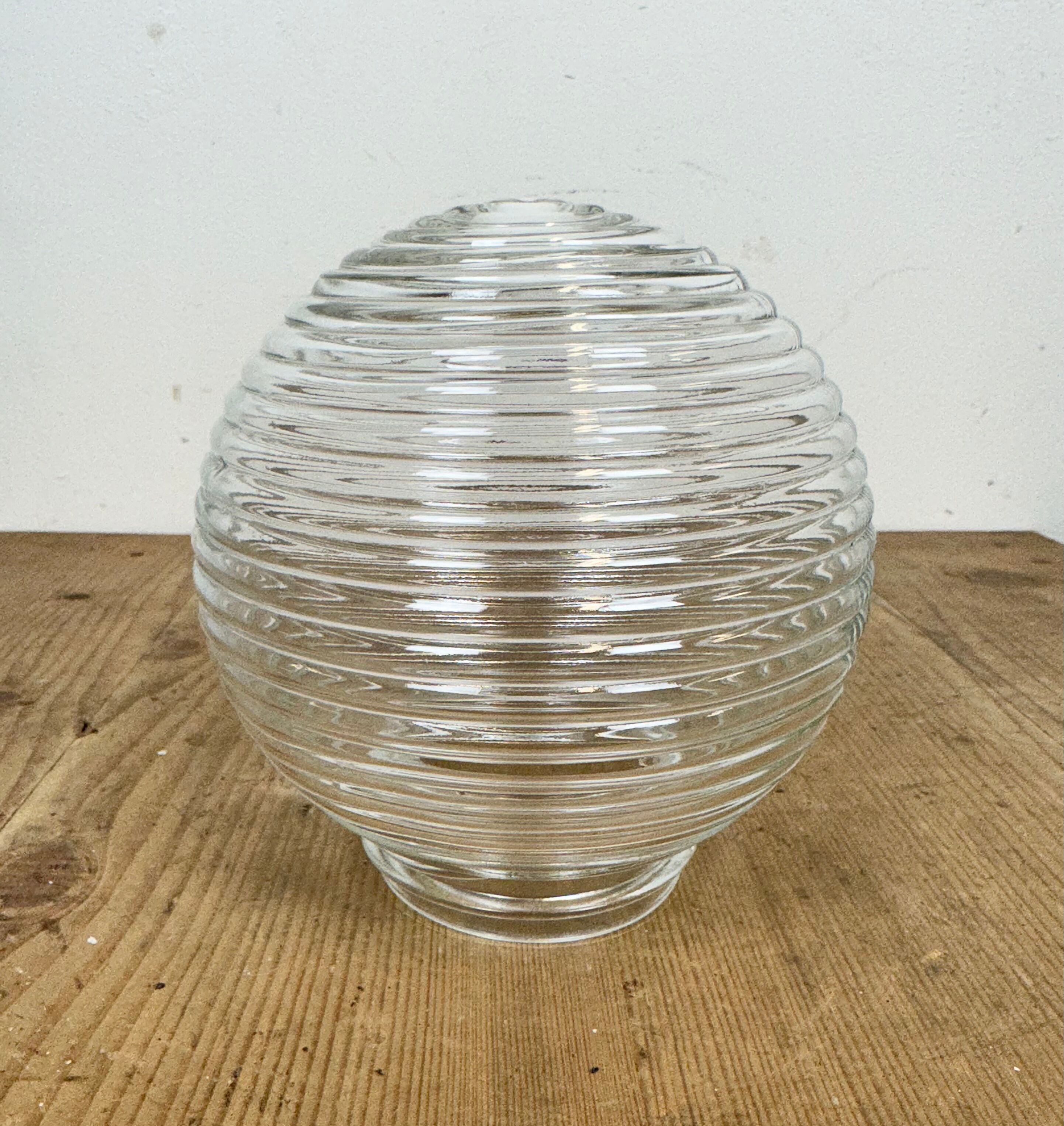 Industrial bakelite pendant light with ribbed glass, 1970s