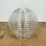 Industrial bakelite pendant light with ribbed glass, 1970s