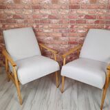 A pair of renovated armchairs "LIS", Fox, Poland 1960s