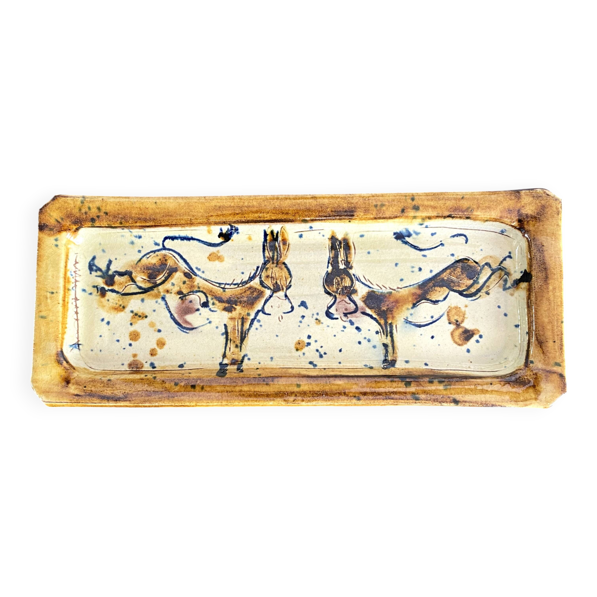 Ceramic cake dish, donkey decor, vintage crafts