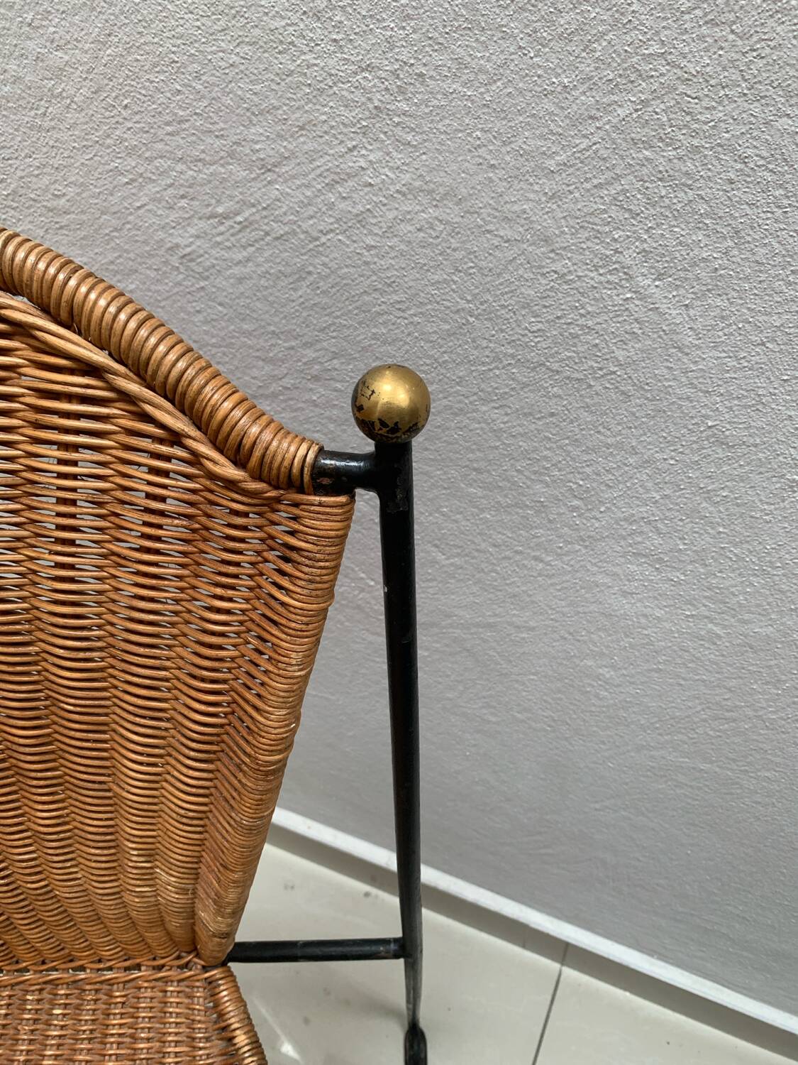 Metal and wicker chair