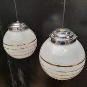 Pair of opaline pendant lights