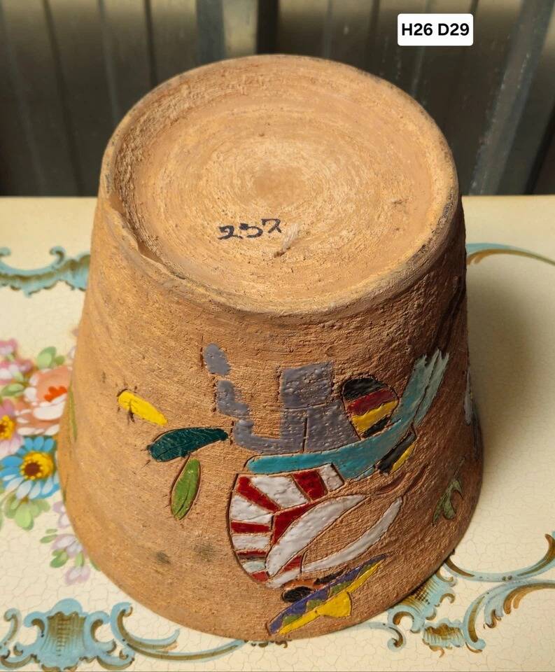 Glazed ceramic cache-pot with Mexican decoration – Art Deco – 20th century