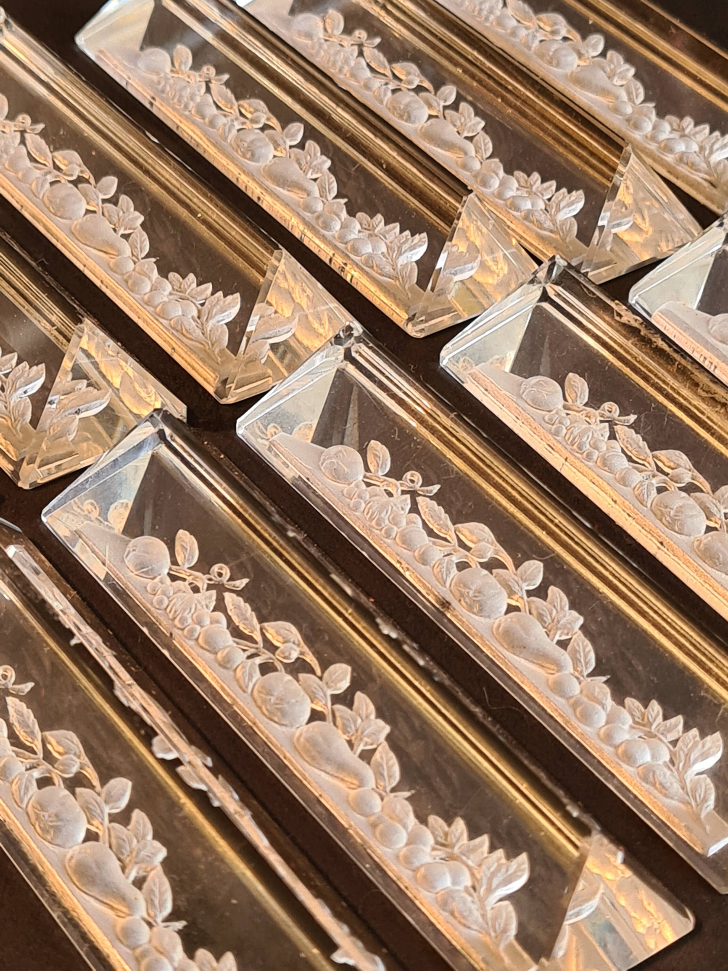 Set of 12 Art Deco Frosted Glass Knife Rests