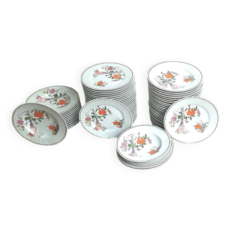 Partie de service vaisselle - 18 conv / 90 pcs - par raynaud limoges mod sou-tchéo vintage années 60