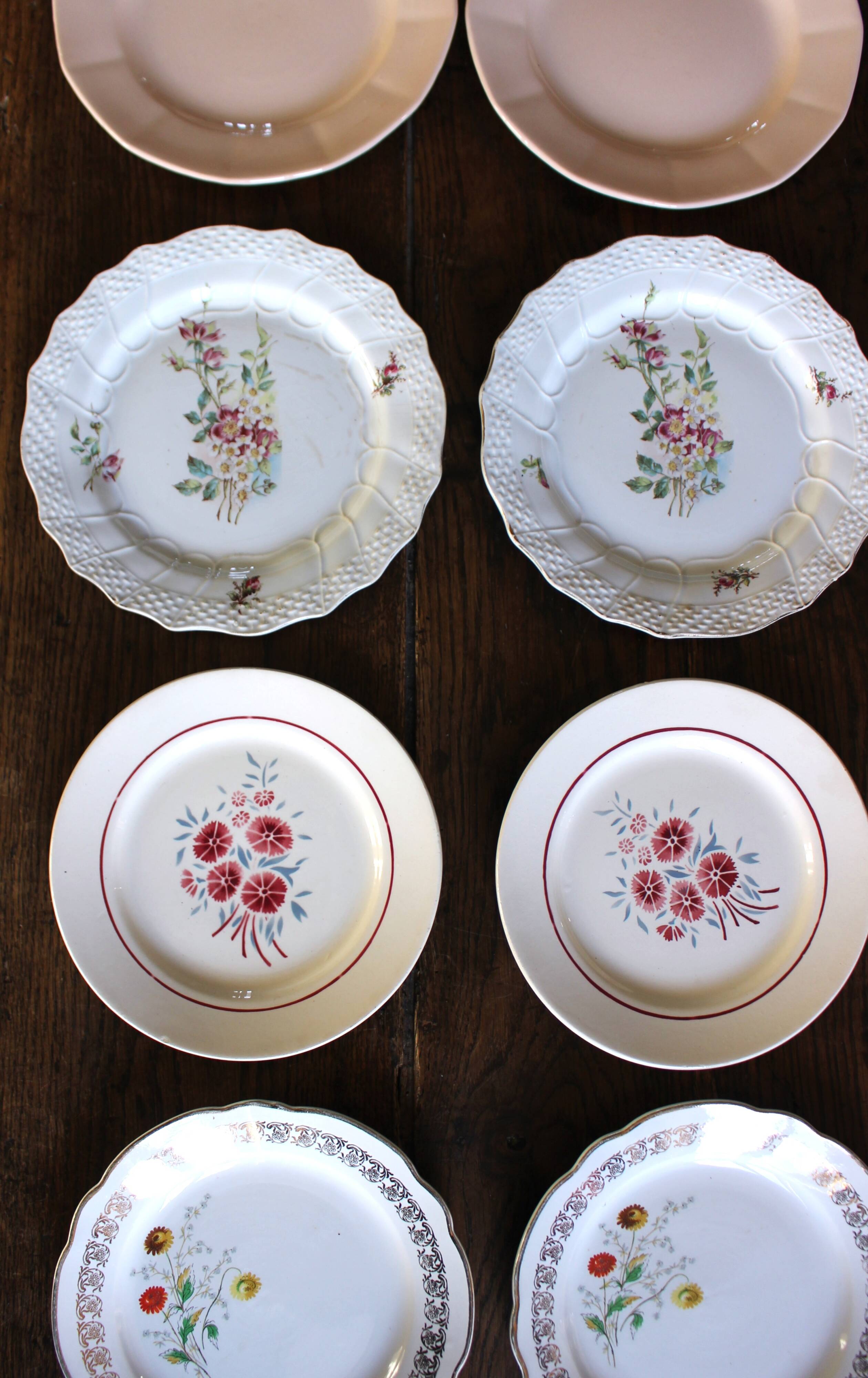 8 small paired plates Badonviller Saint Amand Rose Luzin Digoin Sarreg