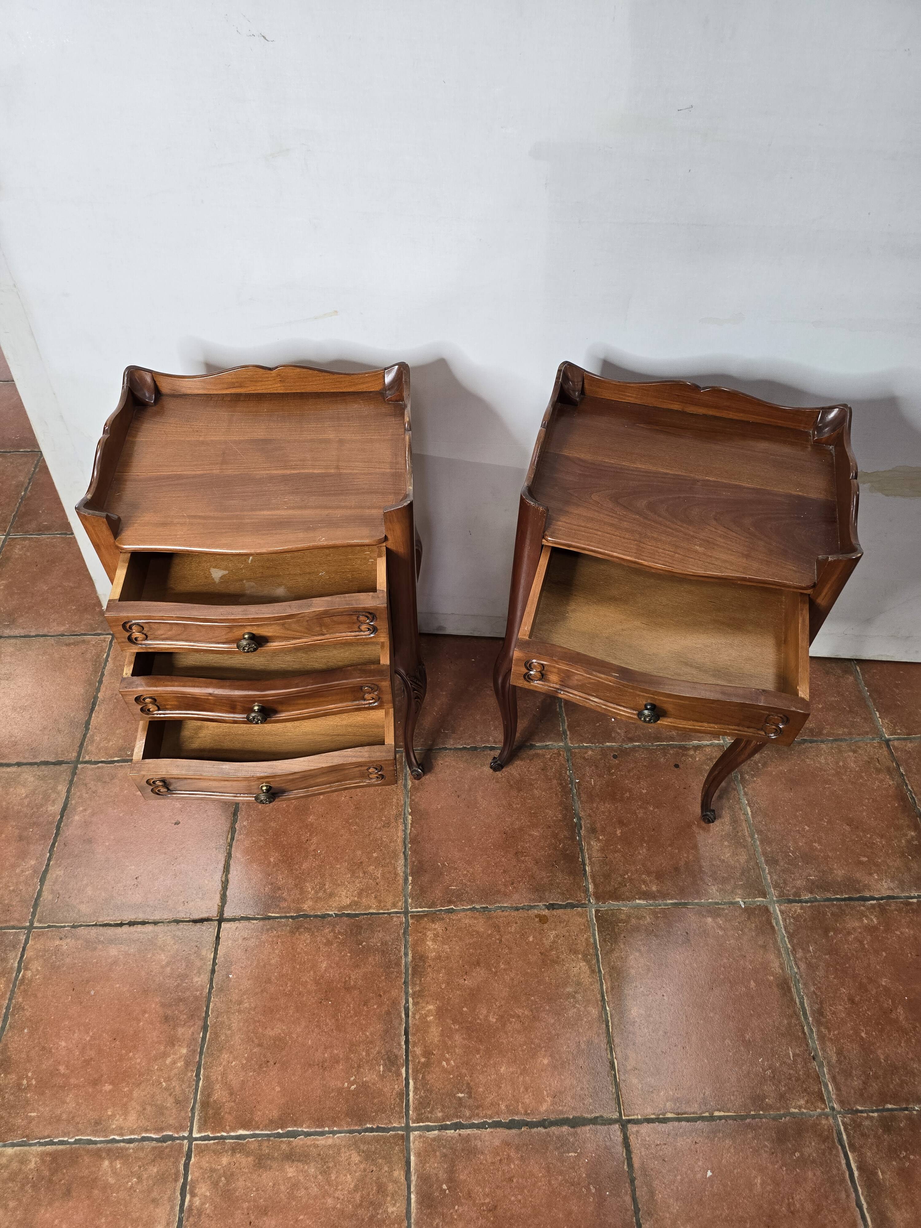 Pair of Louis XV style bedside tables in cherry wood