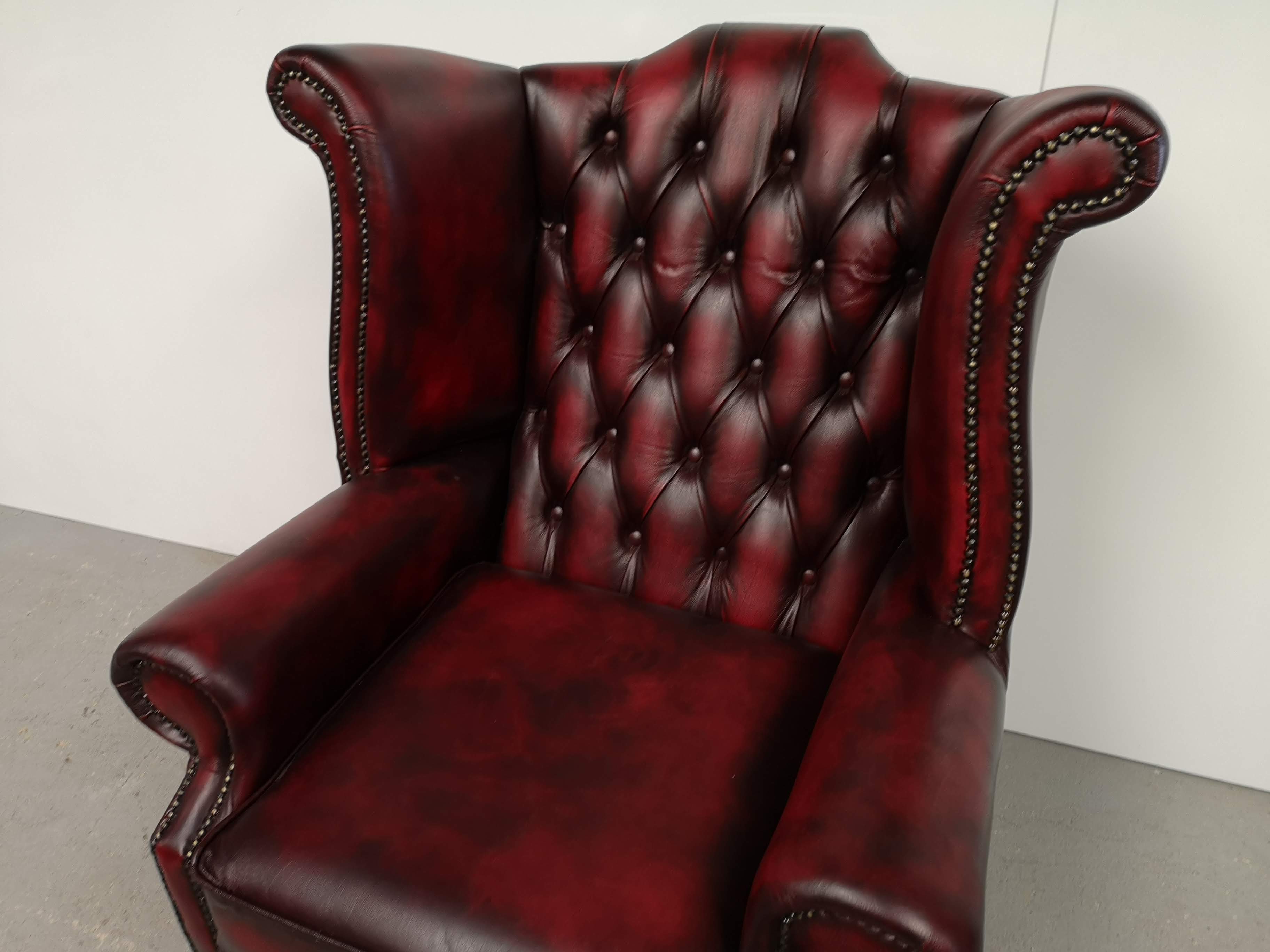 Burgundy chesterfield chair