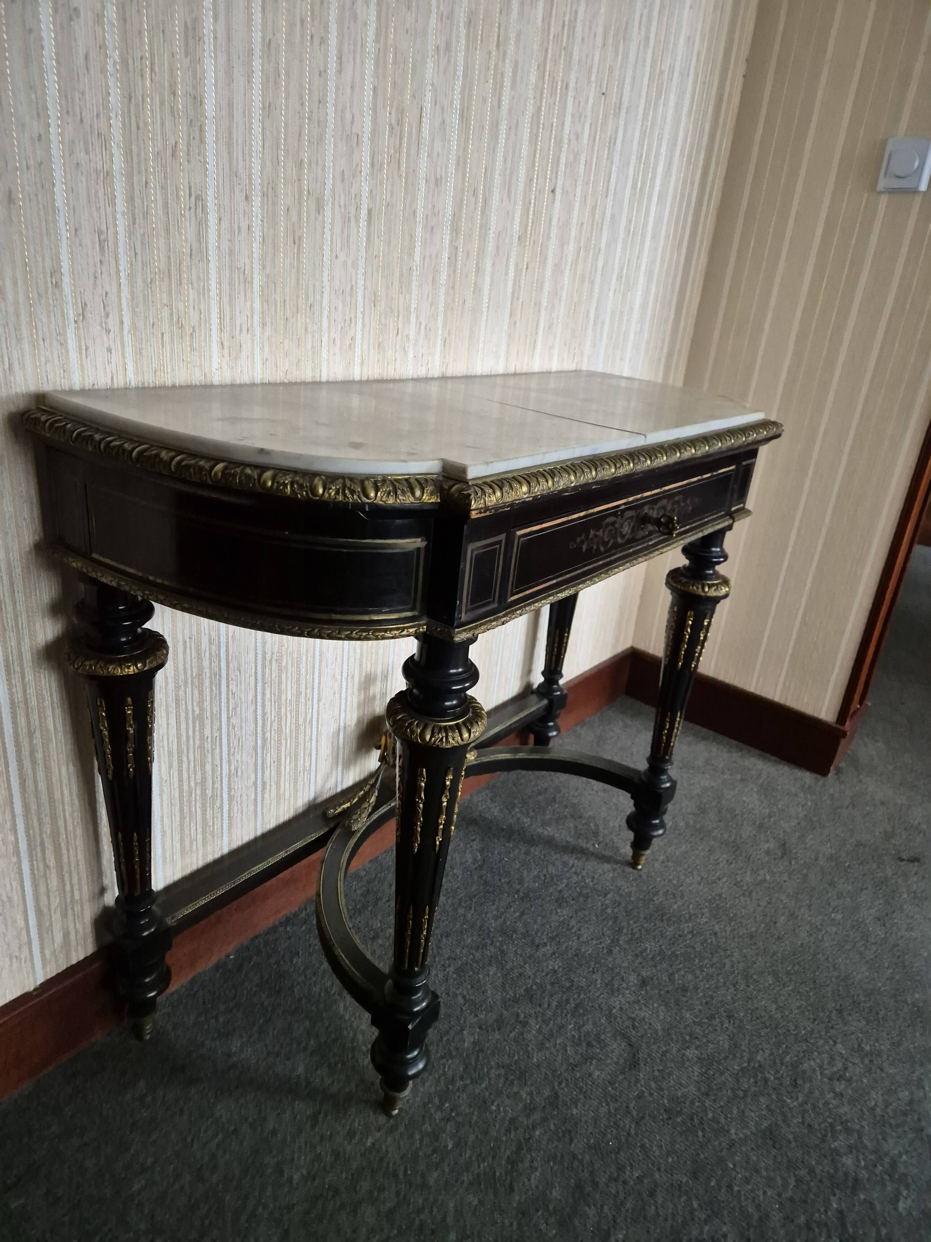 Console - marble, brass and wood