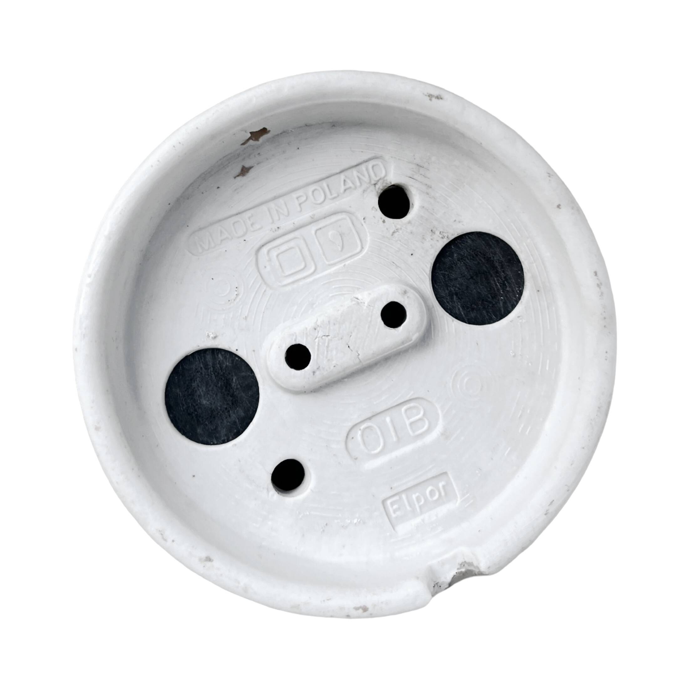 Industrial wall lamp, glass cylinder, white, 01B Elpor, Poland, 1970s.