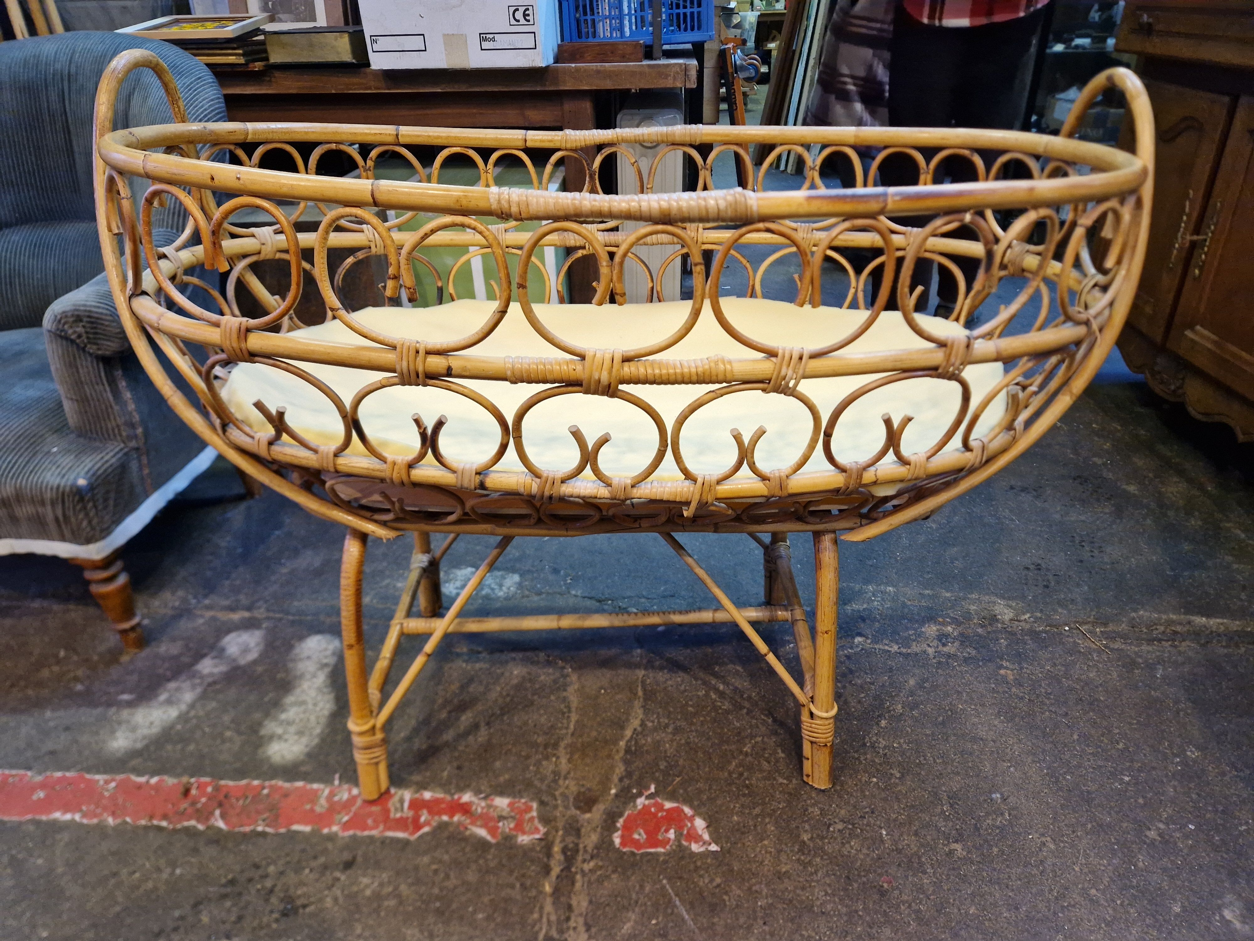 Rattan and bamboo cradle
