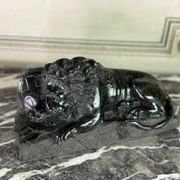 Green serpentine marble sculpture, the Lion of Lucerne after Bertel Thorvaldsen around 1880.