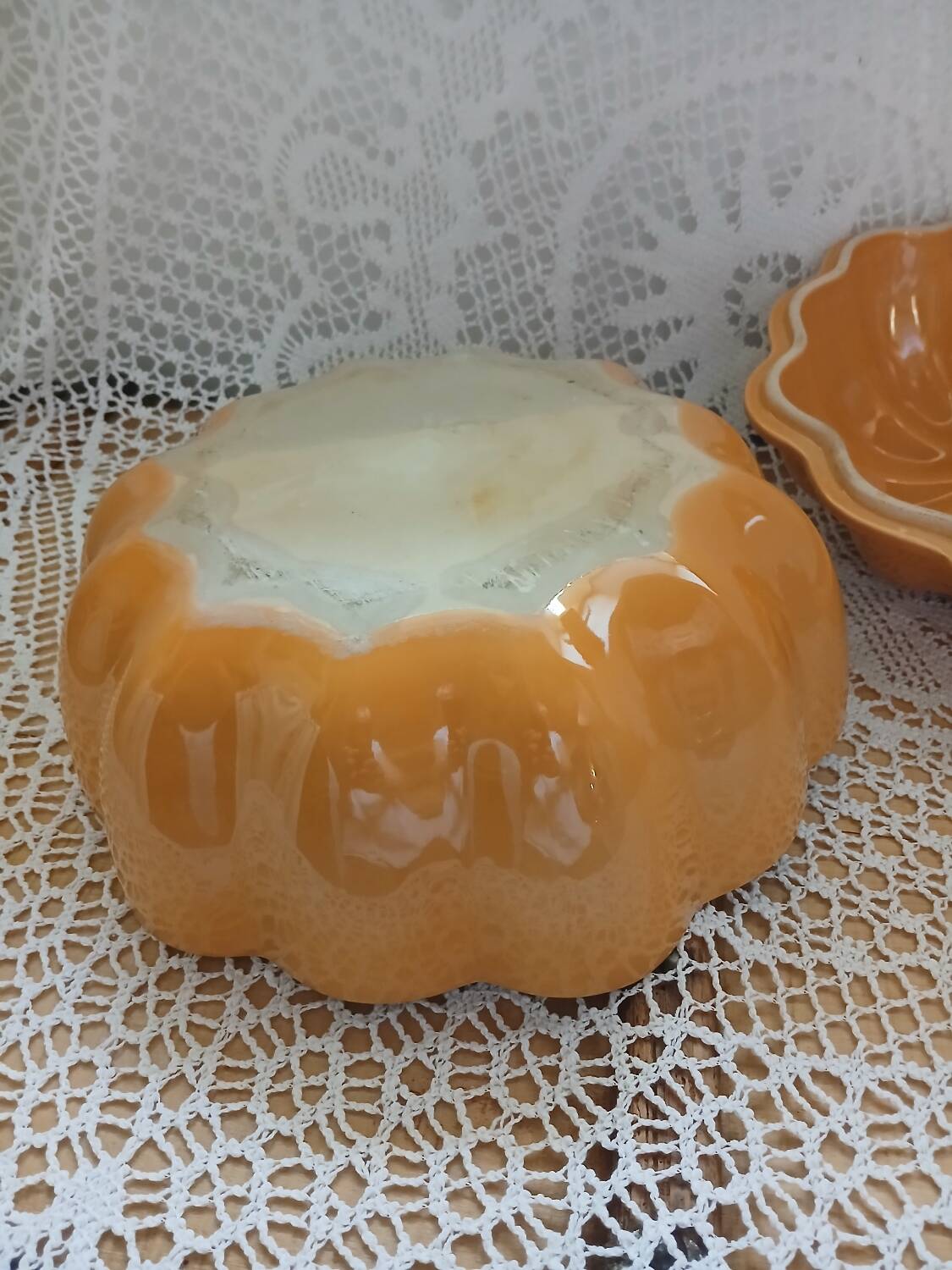 Antique pumpkin slip tureen