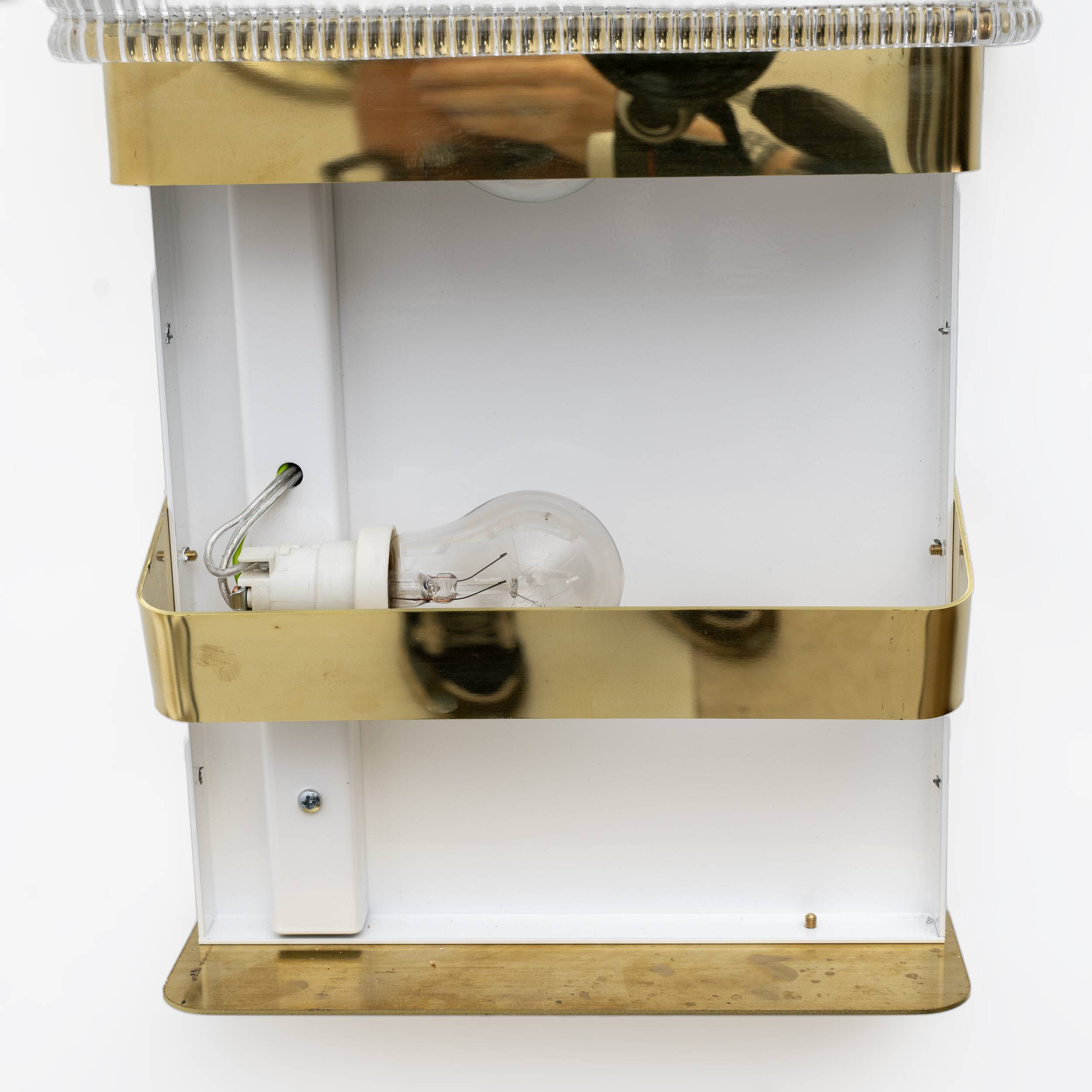 Pair of Modern Italian Murano Glass and Brass Sconces