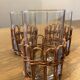 Set of 7 bases of braided rattan glasses and 3 glasses