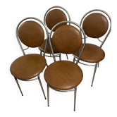 4 vintage chairs – metal & faux leather – 1960s/70s