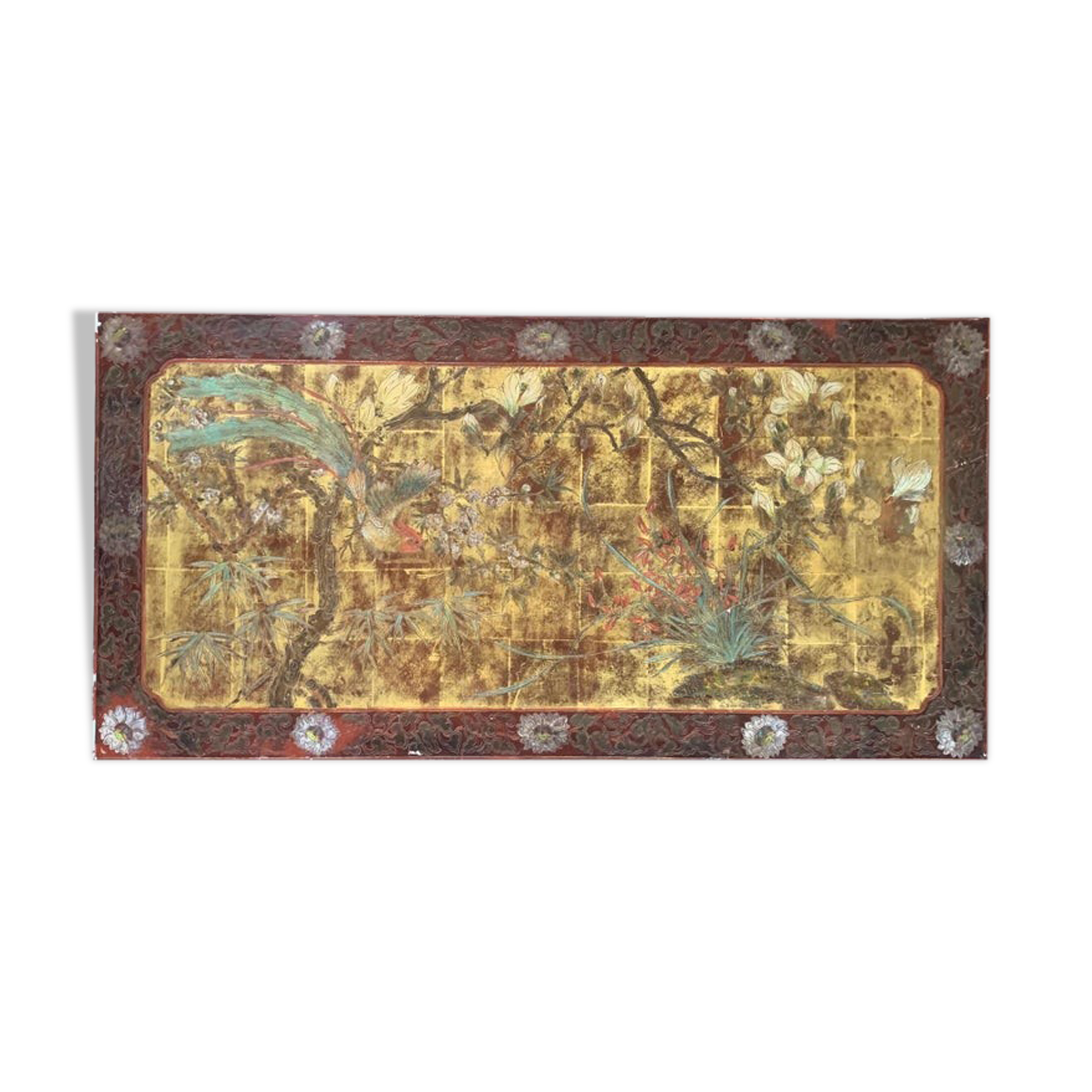 A.Bouverat Lacquered panel of Chinese inspiration hand painted 20th century