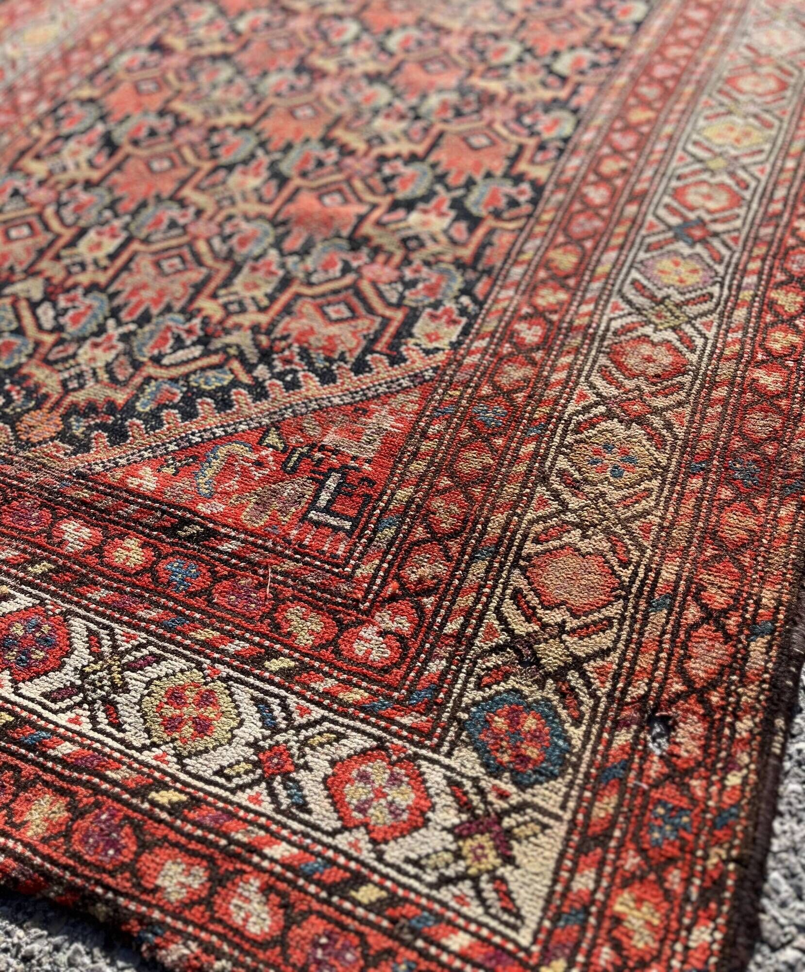 Oriental carpet malayer ancient persian iran. handmade 113 x 400 cm