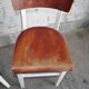 Set de chaises de salle à manger en pin peint blanc et assises bois marron, années 1950