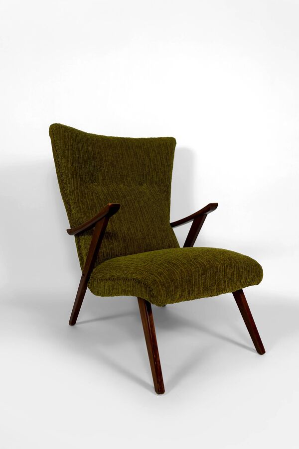 Fauteuil bergère à oreilles, Design moderniste 1960s – Pièce rare d’origine