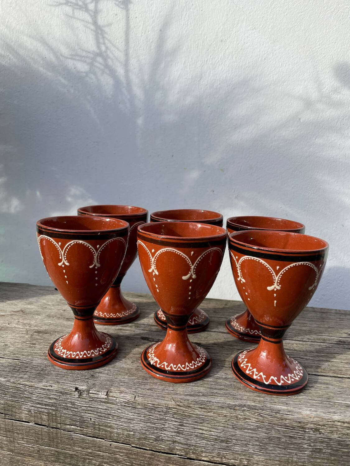 6 earthenware stemmed glasses / handcrafted ceramic work