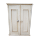 Ancienne armoire à pharmacie en bois patinée blanche