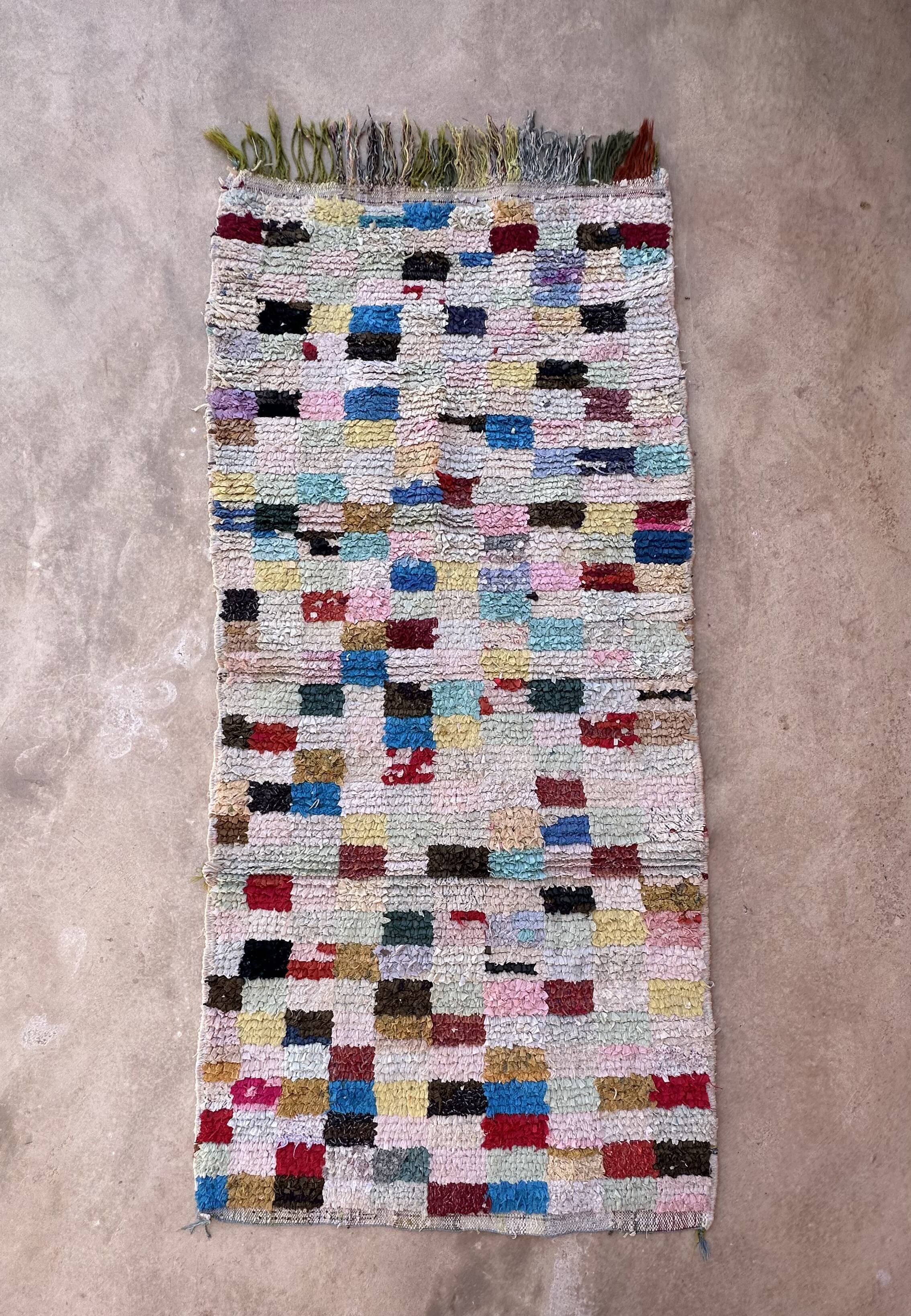 Colorful Boucherouite Moroccan rug - 87 x 190 cm