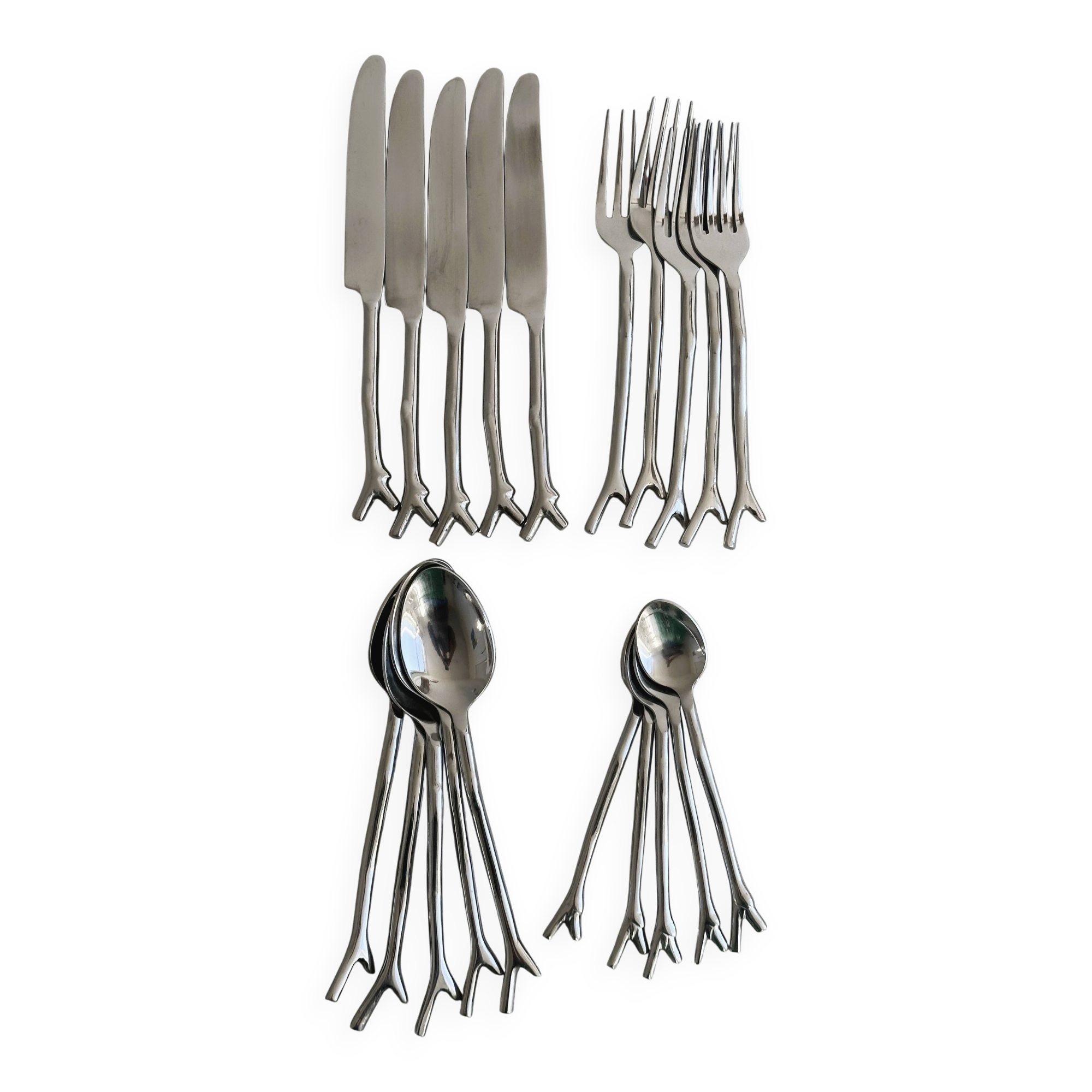 Set of 20 shiny silver metal cutlery
