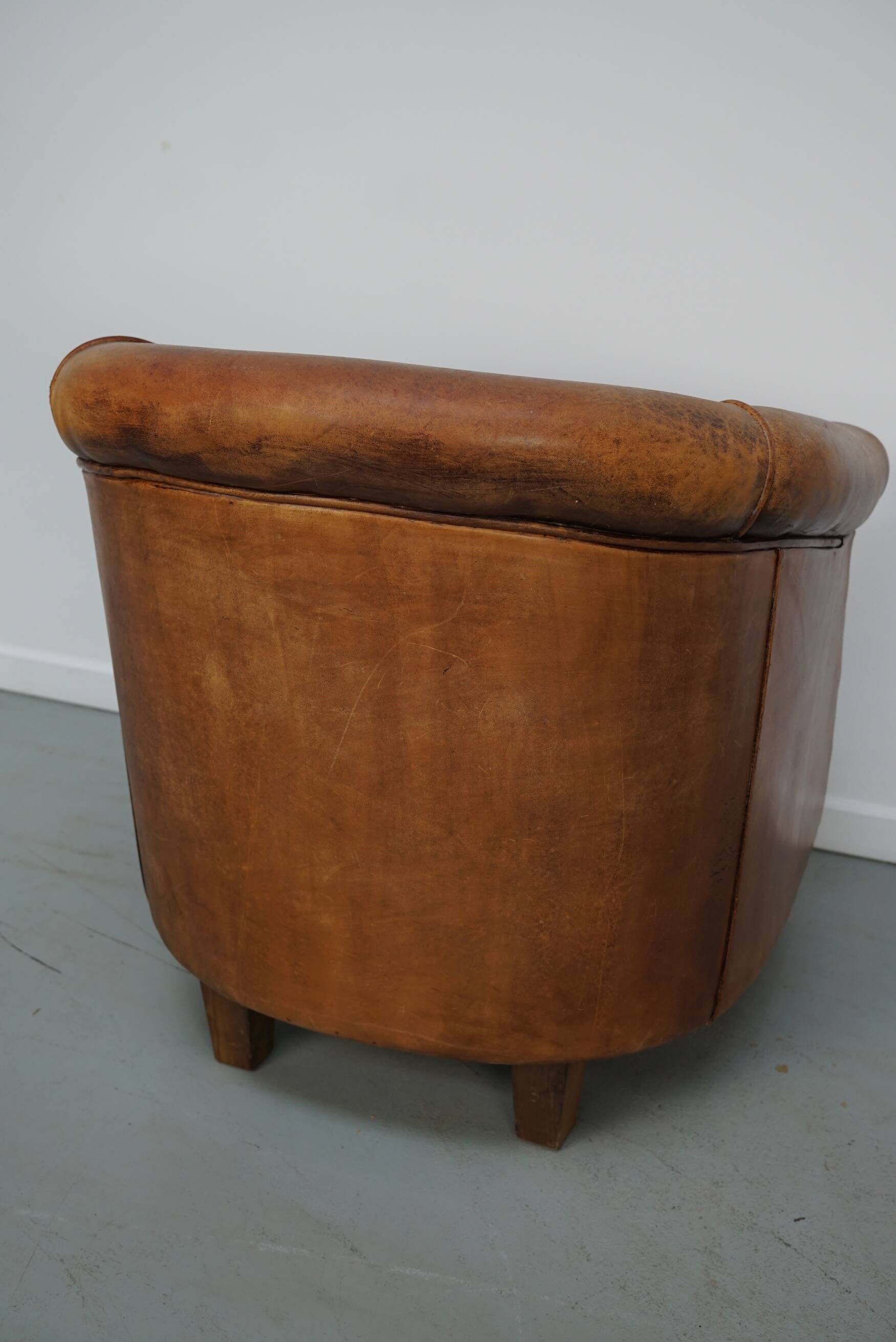 Vintage Dutch Club Chair in Cognac Leather