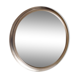 Miroir ou plateau-miroir vintage en laiton doré