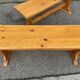 Vintage Scandinavian pine dining set, 1980s table and benches