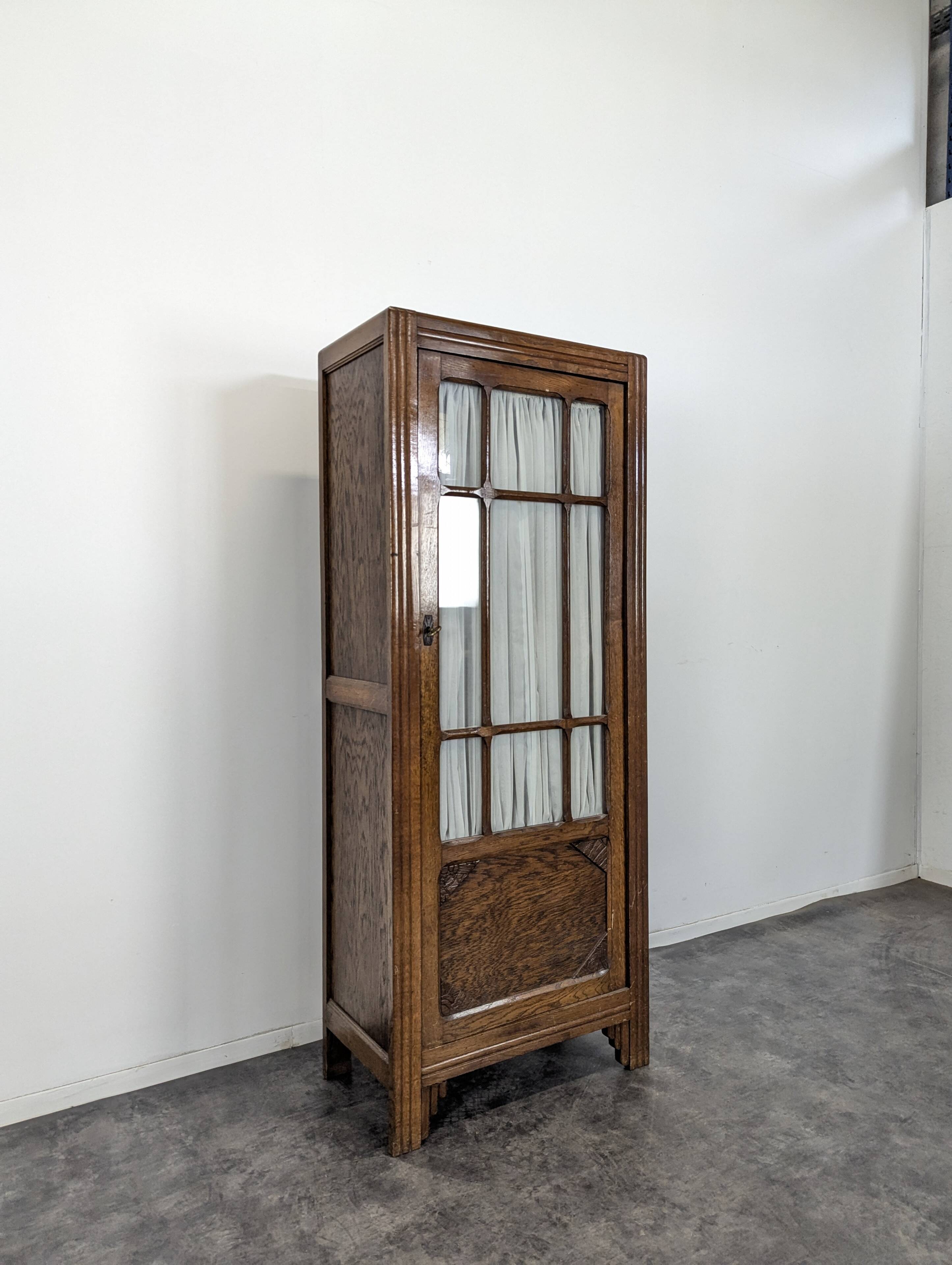 Reconstruction-style oak display cabinet