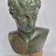 Bust of the Ephebus of Marathon in patinated plaster on base