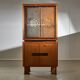 1950's Oakwood Display Cabinet with Sliding Glass Panels