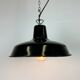 Lampe d’usine industrielle française en émail vert foncé, années 1960