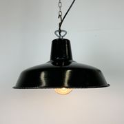 Industrial French Dark Green Enamel Factory Lamp, 1960s