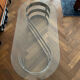 70s oval design coffee table in glass with chrome legs