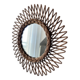 Miroir soleil osier vintage