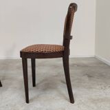 Lot de 4 chaises Thonet art déco 1930, tissu et noyer