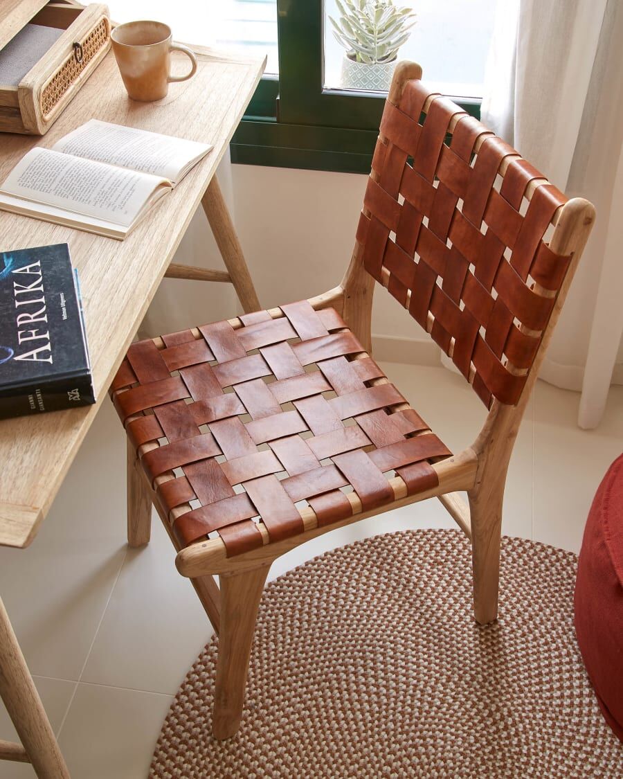 Leather and wood chair