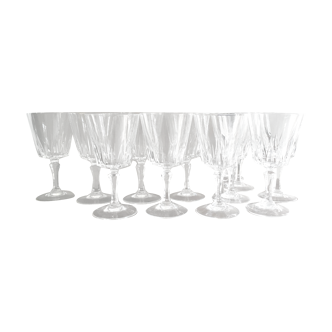 Set 12 crystal wine glasses from Arques 1970